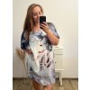 Šaty šifonové krátký rukáv dámské nadrozměrné (XL/2XL/3XL ONE SIZE) ITALSKÁ MÓDA IMN23002/DUR (Velikost 2XL/3XL, Barva světle modrá)