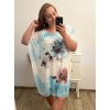 Šaty šifonové krátký rukáv dámské nadrozměrné (XL/2XL/3XL ONE SIZE) ITALSKÁ MÓDA IMN23002/DUR (Velikost 2XL/3XL, Barva světle modrá)