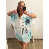 Šaty šifonové krátký rukáv dámské nadrozměrné (XL/2XL/3XL ONE SIZE) ITALSKÁ MÓDA IMN23002/DUR (Velikost 2XL/3XL, Barva světle modrá)