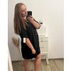 Šaty letní volnočasové dlouhý rukáv dámská nadrozměr (L/XL/2XL ONE SIZE) ITALSKÁ MÓDA IMN23ABBY/DUR (Velikost XL/2XL, Barva Černá)
