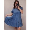 Šaty riflové volnočasové krátký rukáv dámské nadrozměr (M/L/XL ONE SIZE) ITALSKÁ MÓDA IM722148/DUR