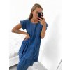 Šaty riflové volnočasové krátký rukáv dámské nadrozměr (M/L/XL ONE SIZE) ITALSKÁ MÓDA IM722148/DUR
