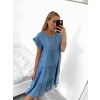 Šaty riflové volnočasové krátký rukáv dámské nadrozměr (M/L/XL ONE SIZE) ITALSKÁ MÓDA IM722148/DUR
