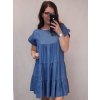 Šaty riflové volnočasové krátký rukáv dámské nadrozměr (M/L/XL ONE SIZE) ITALSKÁ MÓDA IM722148/DUR