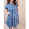 Šaty riflové volnočasové krátký rukáv dámské nadrozměr (M/L/XL ONE SIZE) ITALSKÁ MÓDA IM722148/DUR
