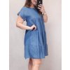 Šaty riflové volnočasové krátký rukáv dámské nadrozměr (M/L/XL ONE SIZE) ITALSKÁ MÓDA IM722148/DUR