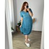 Šaty oválné letní volnočasové oversize krátký rukáv dámské MONZA (XL/2XL/3XL ONE SIZE) ITALSKÁ MÓDA IM422510/DUR (Velikost 2XL/3XL, Barva zelená)