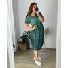 Šaty oválné letní volnočasové oversize krátký rukáv dámské MONZA (XL/2XL/3XL ONE SIZE) ITALSKÁ MÓDA IM422510/DUR (Velikost 2XL/3XL, Barva zelená)