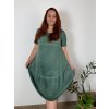 Šaty oválné letní volnočasové oversize krátký rukáv dámské MONZA (XL/2XL/3XL ONE SIZE) ITALSKÁ MÓDA IM422510/DUR (Velikost 2XL/3XL, Barva zelená)