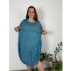 Šaty oválné letní volnočasové oversize krátký rukáv dámské MONZA (XL/2XL/3XL ONE SIZE) ITALSKÁ MÓDA IM422510/DUR (Velikost 2XL/3XL, Barva zelená)