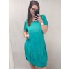 Šaty oválné letní volnočasové oversize krátký rukáv dámské MONZA (XL/2XL/3XL ONE SIZE) ITALSKÁ MÓDA IM422510/DUR (Velikost 2XL/3XL, Barva zelená)