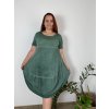 Šaty oválné letní volnočasové oversize krátký rukáv dámské MONZA (XL/2XL/3XL ONE SIZE) ITALSKÁ MÓDA IM422510/DUR (Velikost 2XL/3XL, Barva zelená)