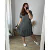 Šaty oválné letní volnočasové oversize krátký rukáv dámské MONZA (XL/2XL/3XL ONE SIZE) ITALSKÁ MÓDA IM422510/DUR (Velikost 2XL/3XL, Barva zelená)