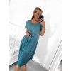Šaty oválné letní volnočasové oversize krátký rukáv dámské MONZA (XL/2XL/3XL ONE SIZE) ITALSKÁ MÓDA IM422510/DUR (Velikost 2XL/3XL, Barva zelená)