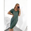 Šaty oválné letní volnočasové oversize krátký rukáv dámské MONZA (XL/2XL/3XL ONE SIZE) ITALSKÁ MÓDA IM422510/DUR (Velikost 2XL/3XL, Barva zelená)