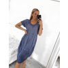 Šaty oválné letní volnočasové oversize krátký rukáv dámské MONZA (XL/2XL/3XL ONE SIZE) ITALSKÁ MÓDA IM422510/DUR (Velikost 2XL/3XL, Barva zelená)