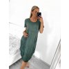 Šaty oválné letní volnočasové oversize krátký rukáv dámské MONZA (XL/2XL/3XL ONE SIZE) ITALSKÁ MÓDA IM422510/DUR (Velikost 2XL/3XL, Barva zelená)
