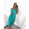 Šaty oválné letní volnočasové oversize krátký rukáv dámské MONZA (XL/2XL/3XL ONE SIZE) ITALSKÁ MÓDA IM422510/DUR (Velikost 2XL/3XL, Barva zelená)