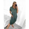 Šaty oválné letní volnočasové oversize krátký rukáv dámské MONZA (XL/2XL/3XL ONE SIZE) ITALSKÁ MÓDA IM422510/DUR (Velikost 2XL/3XL, Barva zelená)