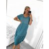 Šaty oválné letní volnočasové oversize krátký rukáv dámské MONZA (XL/2XL/3XL ONE SIZE) ITALSKÁ MÓDA IM422510/DUR (Velikost 2XL/3XL, Barva zelená)
