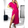 Šaty dlouhé letní krátký rukáv dámské (S/M ONE SIZE) ITALSKÁ MÓDA IMWGM232000/DU (Velikost S/M/L, Barva fialová)