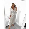 Šaty dlouhé saténové s páskem dlouhý rukáv dámské (S/M ONE SIZE) ITALSKÁ MÓDA IMWY2310251/DU (Velikost S/M/L, Barva béžová)