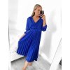 Šaty dlouhé saténové s páskem dlouhý rukáv dámské (S/M ONE SIZE) ITALSKÁ MÓDA IMWY2310251/DU (Velikost S/M/L, Barva béžová)
