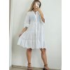 Šaty letní boho krajkové košilové dlouhý rukáv dámské (S/M ONE SIZE) ITALSKÁ MÓDA IM823012/DU (Velikost S/M/L, Barva bílá)