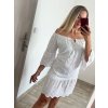 Šaty letní boho krajkové krátký rukáv dámské (S/M ONE SIZE) ITALSKÁ MÓDA IM823013/DU (Velikost S/M/L, Barva bílá)