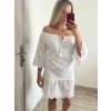 Šaty letní boho krajkové krátký rukáv dámské (S/M ONE SIZE) ITALSKÁ MÓDA IM823013/DU (Velikost S/M/L, Barva bílá)
