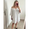 Šaty letní boho krajkové krátký rukáv dámské (S/M ONE SIZE) ITALSKÁ MÓDA IM823013/DU (Velikost S/M/L, Barva bílá)