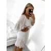 Šaty letní boho krajkové krátký rukáv dámské (S/M ONE SIZE) ITALSKÁ MÓDA IM823013/DU (Velikost S/M/L, Barva bílá)