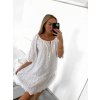 Šaty letní boho krajkové krátký rukáv dámské (S/M ONE SIZE) ITALSKÁ MÓDA IM823013/DU (Velikost S/M/L, Barva bílá)