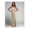 Overal dlouhý elegantní na ramínka dámský (S/M ONE SIZE) POLSKÁ MÓDA IMLAZ23T035/DU (Velikost S/M/L, Barva béžová)