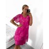 Šaty letní krátký rukáv dámské (S/M/L ONE SIZE) ITALSKÁ MÓDA IMFF23001/DU (Velikost M/L, Barva tmavě růžová)