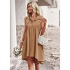 Šaty košilové elegantní bez rukávu dámské (M/L/XL ONE SIZE) ITALSKÁ MÓDA IMD23323/DU (Velikost M/L, Barva hnědá)