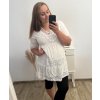 Šaty letní krajkové krátký rukáv dámské nadrozměr (XL/2XL ONE SIZE) ITALSKÁ MÓDA IMBM23NICOLA/DUR (Velikost XL/2XL, Barva bílá)