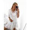 Šaty letní krajkové krátký rukáv dámské nadrozměr (XL/2XL ONE SIZE) ITALSKÁ MÓDA IMBM23NICOLA/DUR (Velikost XL/2XL, Barva bílá)