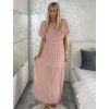 Šaty dlouhé skládané elegantní krátký rukáv dámské (S/M ONE SIZE) ITALSKÁ MÓDA IMWGM231672/DU (Velikost S/M/L, Barva béžová)