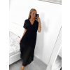 Šaty dlouhé skládané elegantní krátký rukáv dámské (S/M ONE SIZE) ITALSKÁ MÓDA IMWGM231672/DU (Velikost S/M/L, Barva béžová)