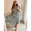 Šaty volnočasové krátký rukáv dámské nadrozměr (2XL/3XL/4XL ONE SIZE) ITALSKá MóDA IM423FLOVER/DU (Velikost 2XL/3XL, Barva zelená khaki)