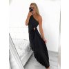 Šaty dlouhé společenské elegantní bez rukávu saténové skládané dámské (S/M ONE SIZE) ITALSKÁ MÓDA IMM23M5790/DU (Velikost S/M/L, Barva béžová)