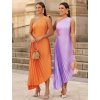 Šaty dlouhé společenské elegantní bez rukávu saténové skládané dámské (S/M ONE SIZE) ITALSKÁ MÓDA IMM23M5790/DU (Velikost S/M/L, Barva béžová)