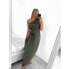 Šaty dlouhé společenské elegantní bez rukávu saténové skládané dámské (S/M ONE SIZE) ITALSKÁ MÓDA IMM23M5790/DU (Velikost S/M/L, Barva béžová)