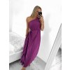 Šaty dlouhé společenské elegantní bez rukávu saténové skládané dámské (S/M ONE SIZE) ITALSKÁ MÓDA IMM23M5790/DU (Velikost S/M/L, Barva béžová)