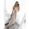 Šaty dlouhé společenské elegantní bez rukávu saténové skládané dámské (S/M ONE SIZE) ITALSKÁ MÓDA IMM23M5790/DU (Velikost S/M/L, Barva béžová)