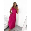 Šaty dlouhé společenské elegantní bez rukávu saténové skládané dámské (S/M ONE SIZE) ITALSKÁ MÓDA IMM23M5790/DU (Velikost S/M/L, Barva béžová)