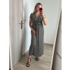 Šaty dlouhé letní krátký rukáv dámské (S/M ONE SIZE) ITALSKá MóDA IM323101/DU (Velikost S/M/L, Barva Černo-bílá)
