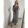 Šaty dlouhé letní krátký rukáv dámské (S/M ONE SIZE) ITALSKá MóDA IM323101/DU (Velikost S/M/L, Barva Černo-bílá)
