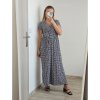 Šaty dlouhé letní krátký rukáv dámské (S/M ONE SIZE) ITALSKá MóDA IM323101/DU (Velikost S/M/L, Barva Černo-bílá)
